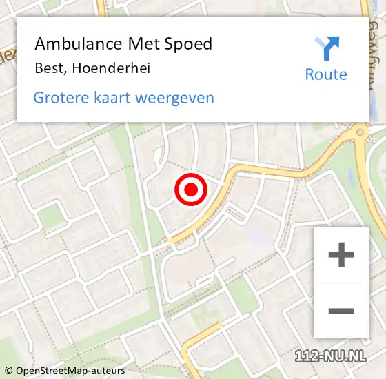 Locatie op kaart van de 112 melding: Ambulance Met Spoed Naar Best, Hoenderhei op 21 maart 2018 14:09