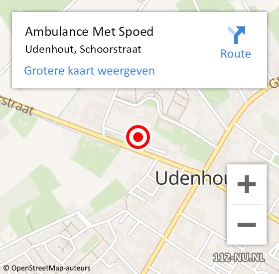 Locatie op kaart van de 112 melding: Ambulance Met Spoed Naar Udenhout, Schoorstraat op 21 maart 2018 14:35