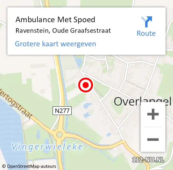 Locatie op kaart van de 112 melding: Ambulance Met Spoed Naar Ravenstein, Oude Graafsestraat op 19 februari 2014 19:14