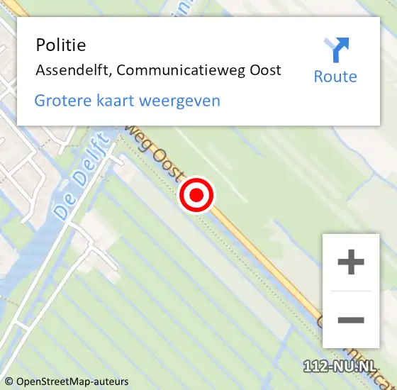 Locatie op kaart van de 112 melding: Politie Assendelft, Communicatieweg Oost op 21 maart 2018 15:55