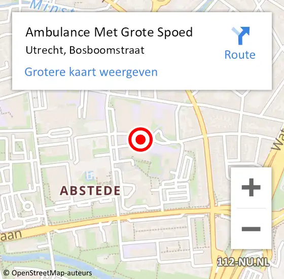 Locatie op kaart van de 112 melding: Ambulance Met Grote Spoed Naar Utrecht, Bosboomstraat op 21 maart 2018 16:19