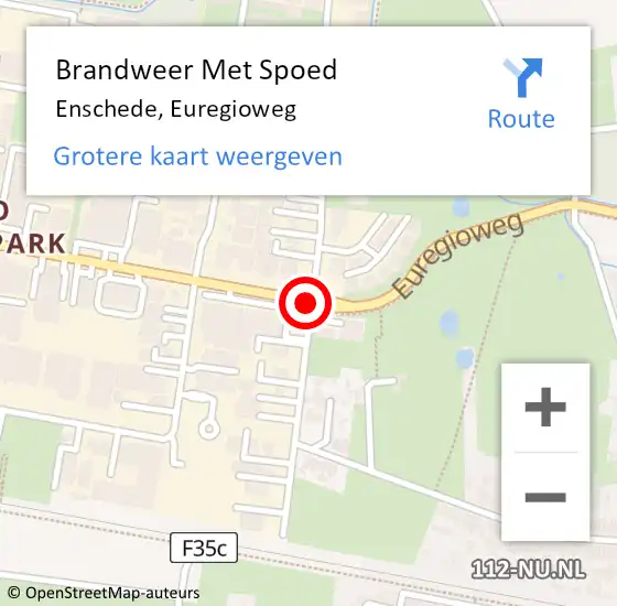Locatie op kaart van de 112 melding: Brandweer Met Spoed Naar Enschede, Euregioweg op 21 maart 2018 16:25