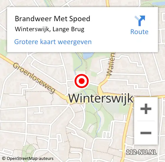 Locatie op kaart van de 112 melding: Brandweer Met Spoed Naar Winterswijk, Lange Brug op 21 maart 2018 16:41