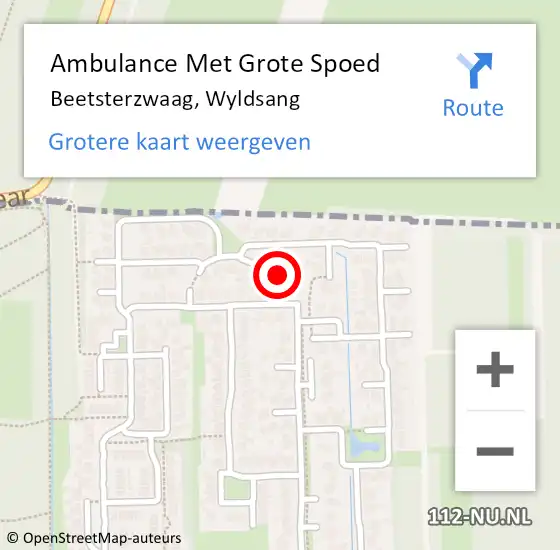 Locatie op kaart van de 112 melding: Ambulance Met Grote Spoed Naar Beetsterzwaag, Wyldsang op 21 maart 2018 16:56