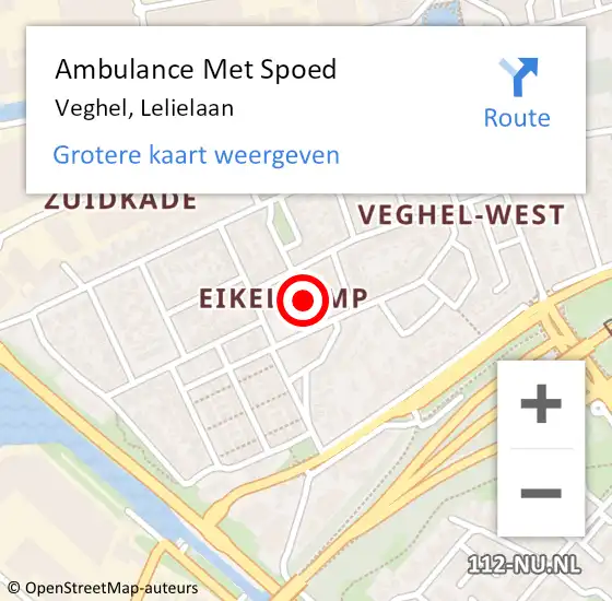 Locatie op kaart van de 112 melding: Ambulance Met Spoed Naar Veghel, Lelielaan op 21 maart 2018 17:10