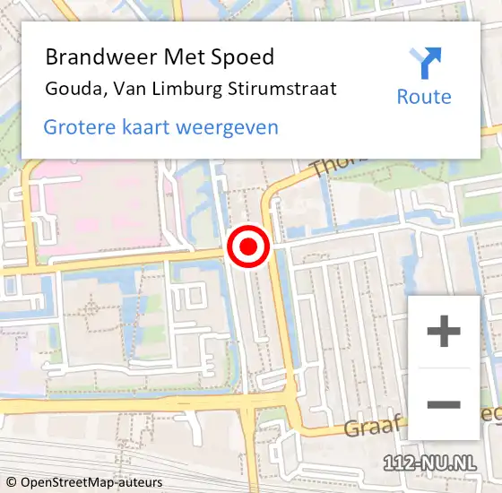 Locatie op kaart van de 112 melding: Brandweer Met Spoed Naar Gouda, Van Limburg Stirumstraat op 21 maart 2018 17:19