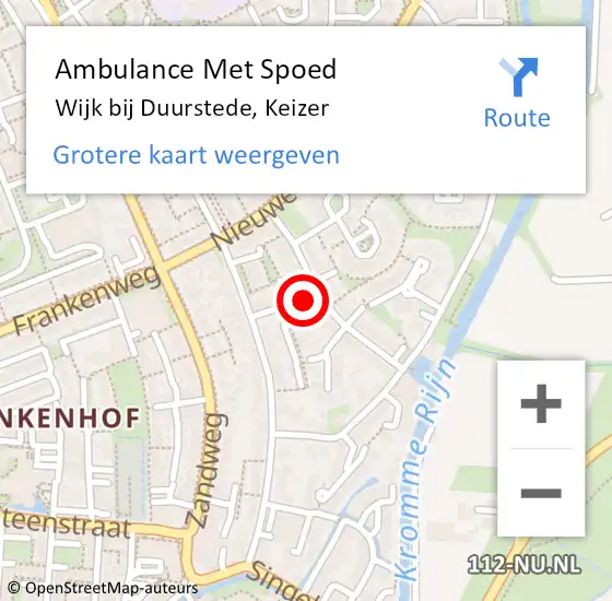 Locatie op kaart van de 112 melding: Ambulance Met Spoed Naar Wijk bij Duurstede, Keizer op 21 maart 2018 18:01