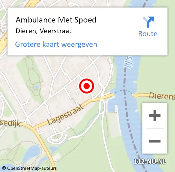 Locatie op kaart van de 112 melding: Ambulance Met Spoed Naar Dieren, Veerstraat op 21 maart 2018 18:06