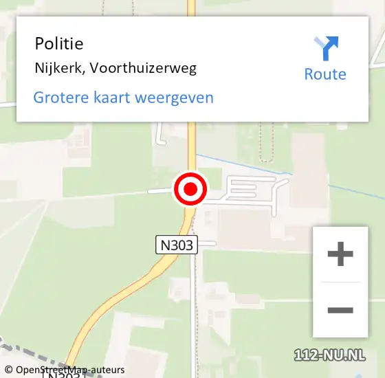 Locatie op kaart van de 112 melding: Politie Nijkerk, Voorthuizerweg op 21 maart 2018 18:09