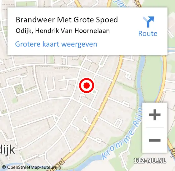 Locatie op kaart van de 112 melding: Brandweer Met Grote Spoed Naar Odijk, Hendrik Van Hoornelaan op 21 maart 2018 19:01