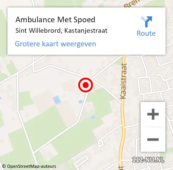 Locatie op kaart van de 112 melding: Ambulance Met Spoed Naar Sint Willebrord, Kastanjestraat op 21 maart 2018 19:31