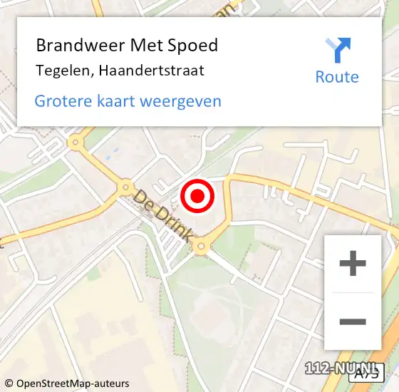 Locatie op kaart van de 112 melding: Brandweer Met Spoed Naar Tegelen, Haandertstraat op 21 maart 2018 20:01