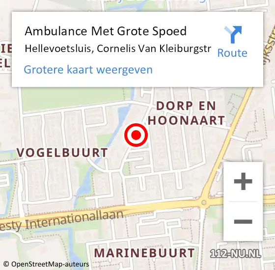Locatie op kaart van de 112 melding: Ambulance Met Grote Spoed Naar Hellevoetsluis, Cornelis Van Kleiburgstr op 21 maart 2018 20:33
