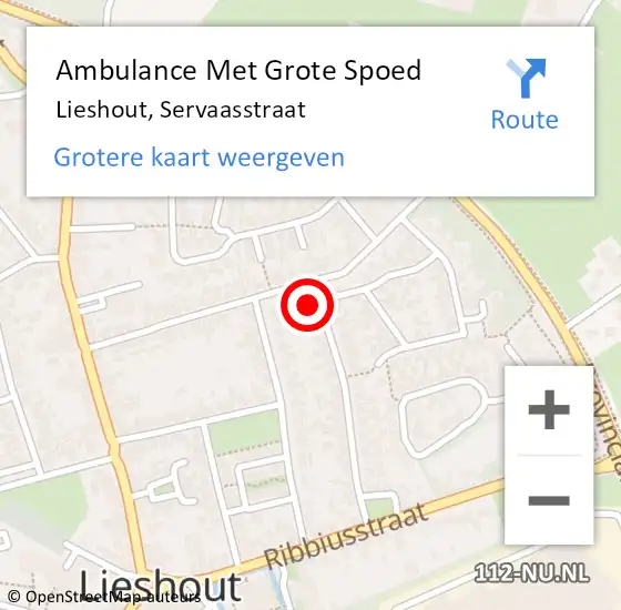 Locatie op kaart van de 112 melding: Ambulance Met Grote Spoed Naar Lieshout, Servaasstraat op 21 maart 2018 20:33