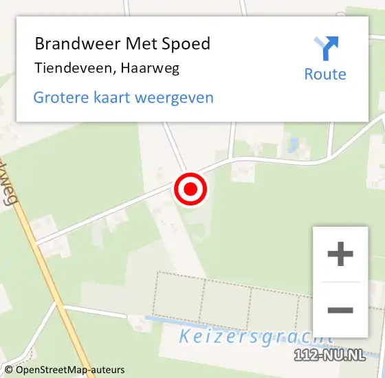 Locatie op kaart van de 112 melding: Brandweer Met Spoed Naar Tiendeveen, Haarweg op 21 maart 2018 20:51