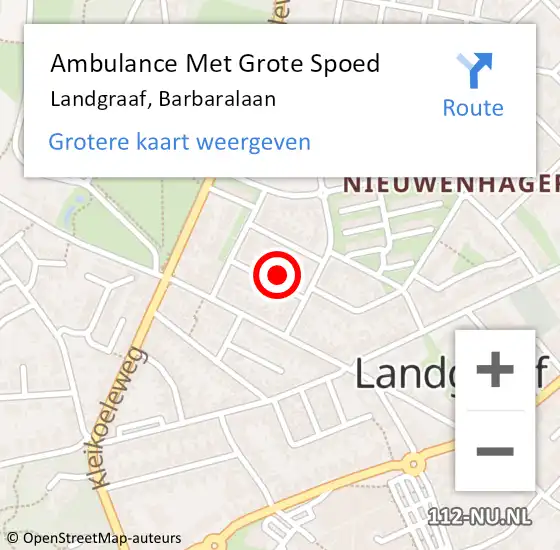 Locatie op kaart van de 112 melding: Ambulance Met Grote Spoed Naar Landgraaf, Barbaralaan op 21 maart 2018 21:28