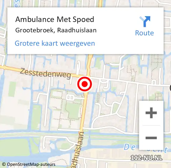 Locatie op kaart van de 112 melding: Ambulance Met Spoed Naar Grootebroek, Raadhuislaan op 21 maart 2018 21:52