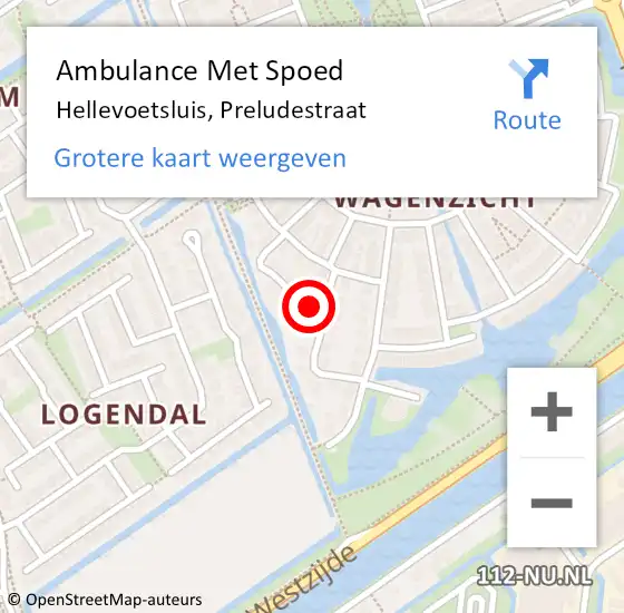 Locatie op kaart van de 112 melding: Ambulance Met Spoed Naar Hellevoetsluis, Preludestraat op 21 maart 2018 23:12