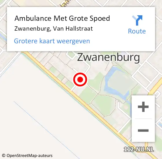 Locatie op kaart van de 112 melding: Ambulance Met Grote Spoed Naar Zwanenburg, Van Hallstraat op 21 maart 2018 23:27