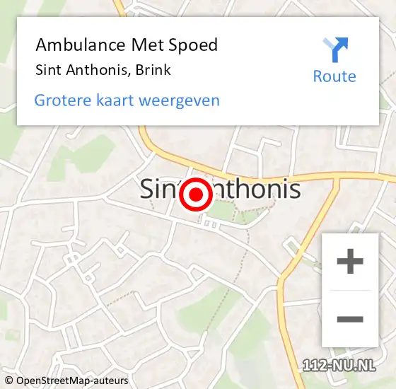 Locatie op kaart van de 112 melding: Ambulance Met Spoed Naar Sint Anthonis, Brink op 21 maart 2018 23:58