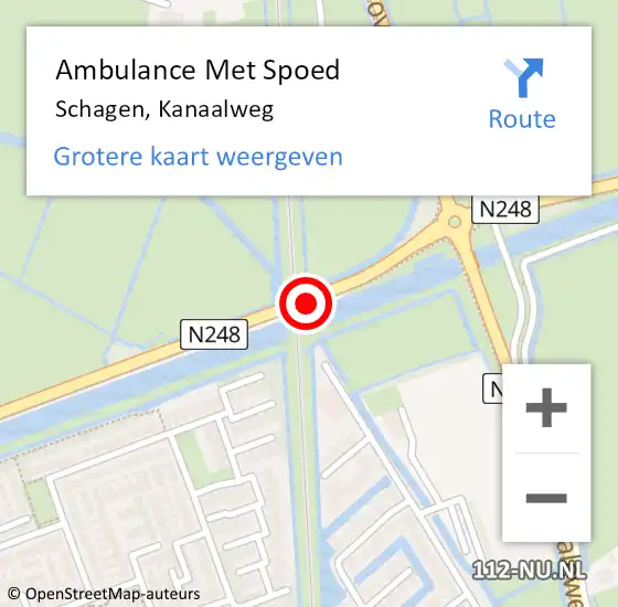 Locatie op kaart van de 112 melding: Ambulance Met Spoed Naar Schagen, Kanaalweg op 22 maart 2018 01:15