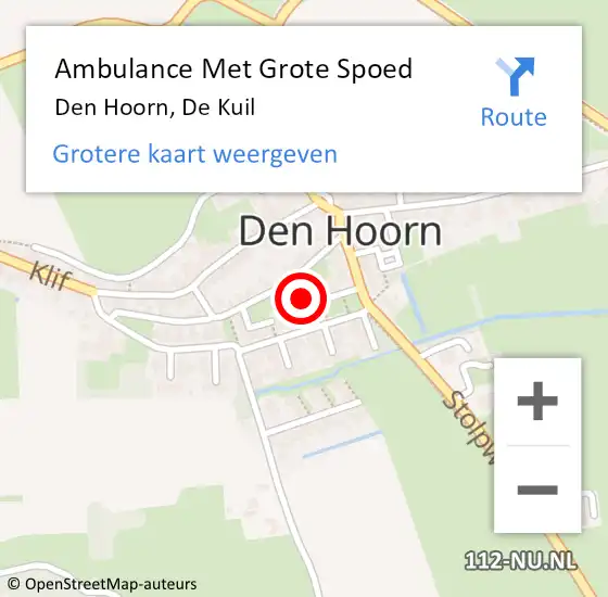 Locatie op kaart van de 112 melding: Ambulance Met Grote Spoed Naar Den Hoorn, De Kuil op 22 maart 2018 02:48