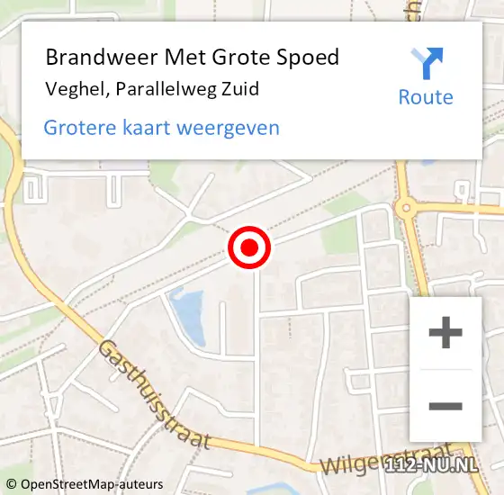 Locatie op kaart van de 112 melding: Brandweer Met Grote Spoed Naar Veghel, Parallelweg Zuid op 22 maart 2018 03:19