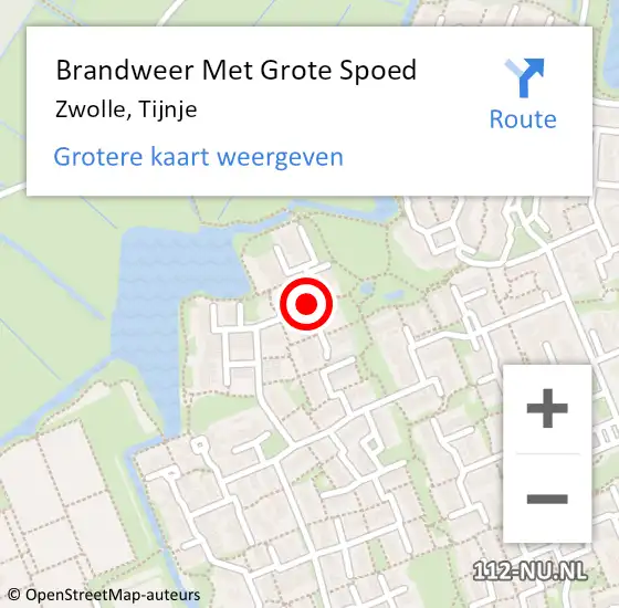Locatie op kaart van de 112 melding: Brandweer Met Grote Spoed Naar Zwolle, Tijnje op 22 maart 2018 04:13