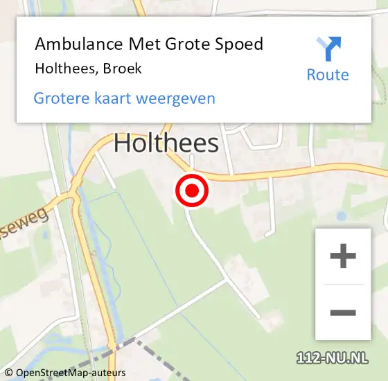 Locatie op kaart van de 112 melding: Ambulance Met Grote Spoed Naar Holthees, Broek op 22 maart 2018 04:37