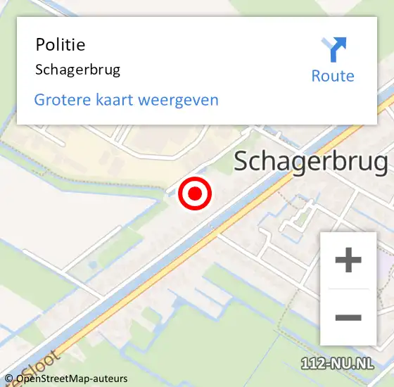 Locatie op kaart van de 112 melding: Politie Schagerbrug op 22 maart 2018 06:00