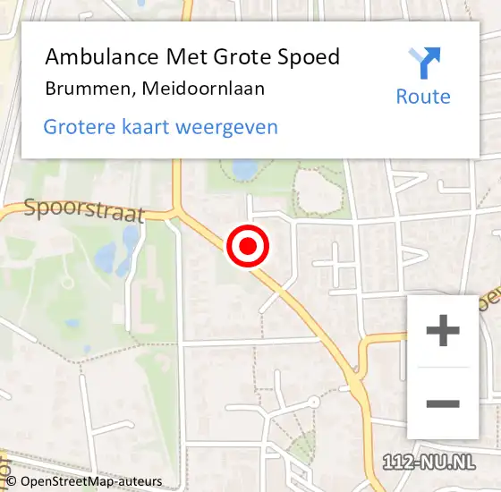 Locatie op kaart van de 112 melding: Ambulance Met Grote Spoed Naar Brummen, Meidoornlaan op 22 maart 2018 07:33