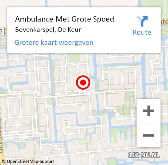 Locatie op kaart van de 112 melding: Ambulance Met Grote Spoed Naar Bovenkarspel, De Keur op 22 maart 2018 08:13