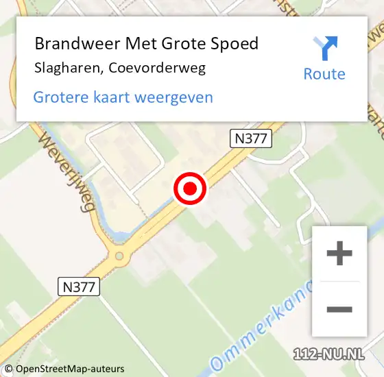 Locatie op kaart van de 112 melding: Brandweer Met Grote Spoed Naar Slagharen, Coevorderweg op 22 maart 2018 08:28