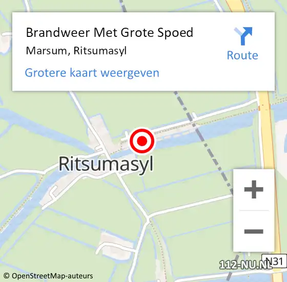 Locatie op kaart van de 112 melding: Brandweer Met Grote Spoed Naar Marsum, Ritsumasyl op 22 maart 2018 08:38