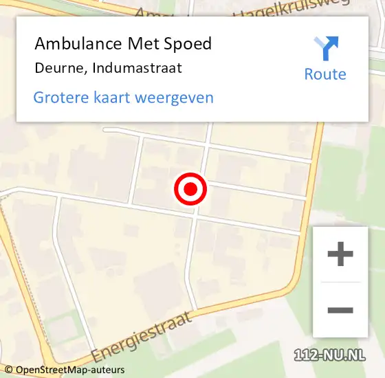 Locatie op kaart van de 112 melding: Ambulance Met Spoed Naar Deurne, Indumastraat op 22 maart 2018 08:50