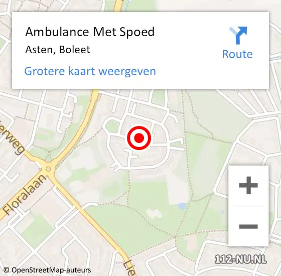 Locatie op kaart van de 112 melding: Ambulance Met Spoed Naar Asten, Boleet op 22 maart 2018 09:05