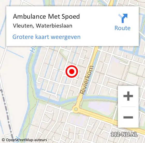 Locatie op kaart van de 112 melding: Ambulance Met Spoed Naar Vleuten, Waterbieslaan op 22 maart 2018 09:33