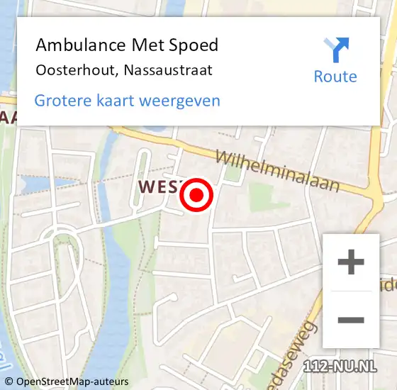 Locatie op kaart van de 112 melding: Ambulance Met Spoed Naar Oosterhout, Nassaustraat op 22 maart 2018 09:56