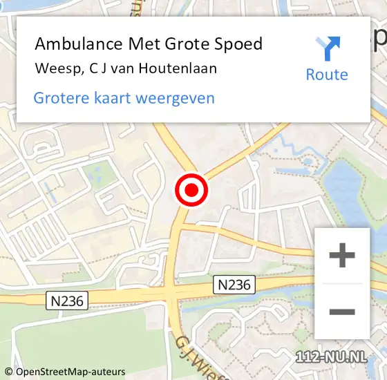 Locatie op kaart van de 112 melding: Ambulance Met Grote Spoed Naar Weesp, C J van Houtenlaan op 22 maart 2018 10:37