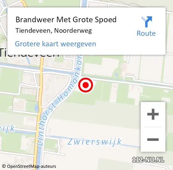 Locatie op kaart van de 112 melding: Brandweer Met Grote Spoed Naar Tiendeveen, Noorderweg op 22 maart 2018 10:50