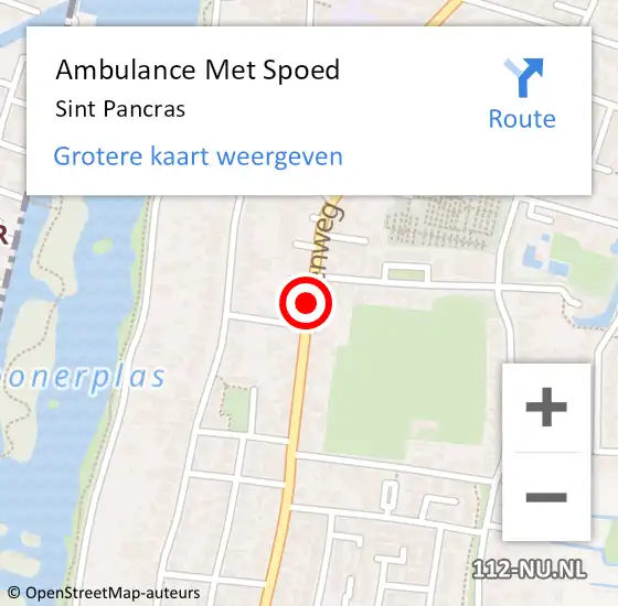 Locatie op kaart van de 112 melding: Ambulance Met Spoed Naar Sint Pancras op 22 maart 2018 11:16