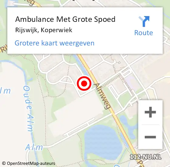 Locatie op kaart van de 112 melding: Ambulance Met Grote Spoed Naar Rijswijk, Koperwiek op 22 maart 2018 11:36