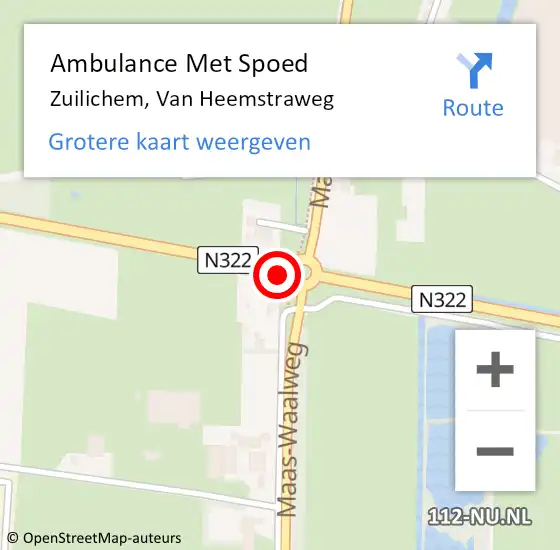 Locatie op kaart van de 112 melding: Ambulance Met Spoed Naar Zuilichem, Van Heemstraweg op 22 maart 2018 12:38