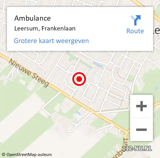 Locatie op kaart van de 112 melding: Ambulance Leersum, Frankenlaan op 22 maart 2018 13:11