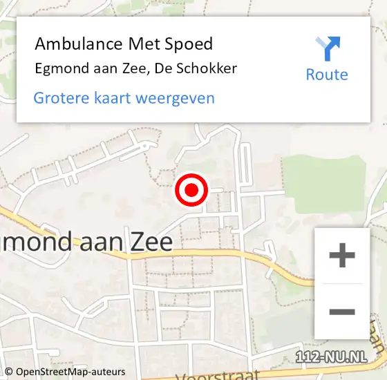 Locatie op kaart van de 112 melding: Ambulance Met Spoed Naar Egmond aan Zee, De Schokker op 22 maart 2018 13:29