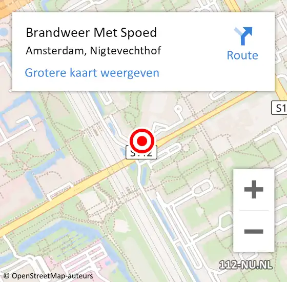 Locatie op kaart van de 112 melding: Brandweer Met Spoed Naar Amsterdam, Nigtevechthof op 22 maart 2018 13:30