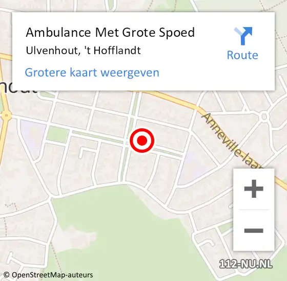 Locatie op kaart van de 112 melding: Ambulance Met Grote Spoed Naar Ulvenhout, 't Hofflandt op 22 maart 2018 13:36