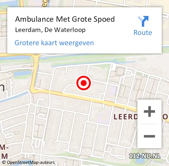 Locatie op kaart van de 112 melding: Ambulance Met Grote Spoed Naar Leerdam, De Waterloop op 22 maart 2018 13:45