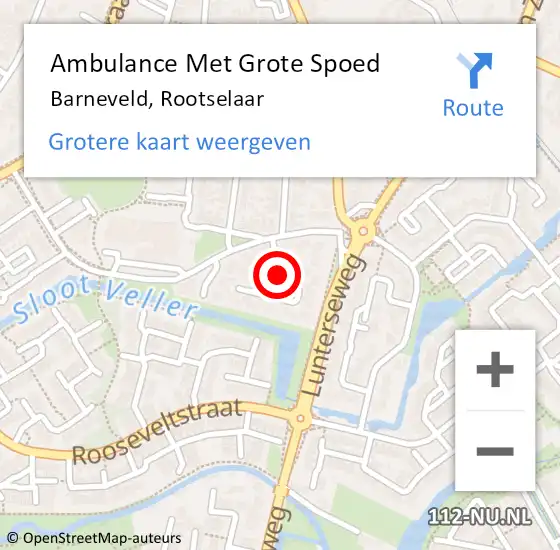 Locatie op kaart van de 112 melding: Ambulance Met Grote Spoed Naar Barneveld, Rootselaar op 22 maart 2018 13:53