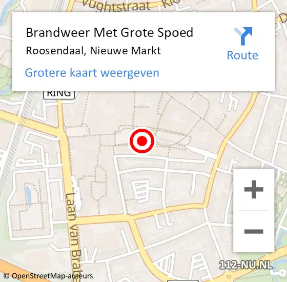 Locatie op kaart van de 112 melding: Brandweer Met Grote Spoed Naar Roosendaal, Nieuwe Markt op 22 maart 2018 13:54